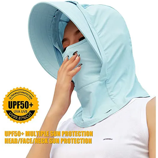Sidiou Group Anniou 3-in-1 UPF50  Sun Hat Face Mask Neck Gaiter UV Protection Multifunctional Detachable Brim Breathable Quick Drying Outdoor Sun Cap
