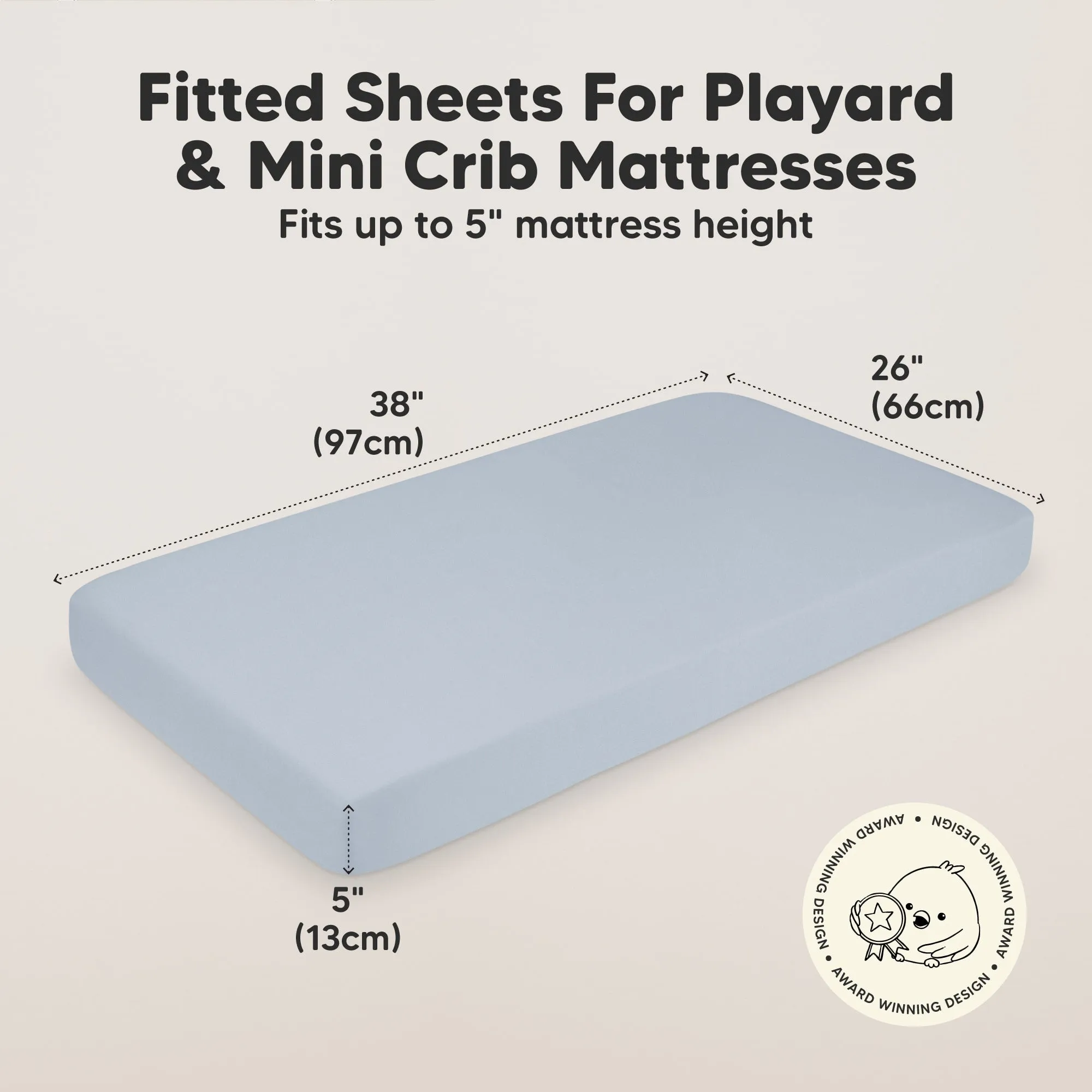 Soothe Fitted Mini Crib Sheet (Blue Flax)