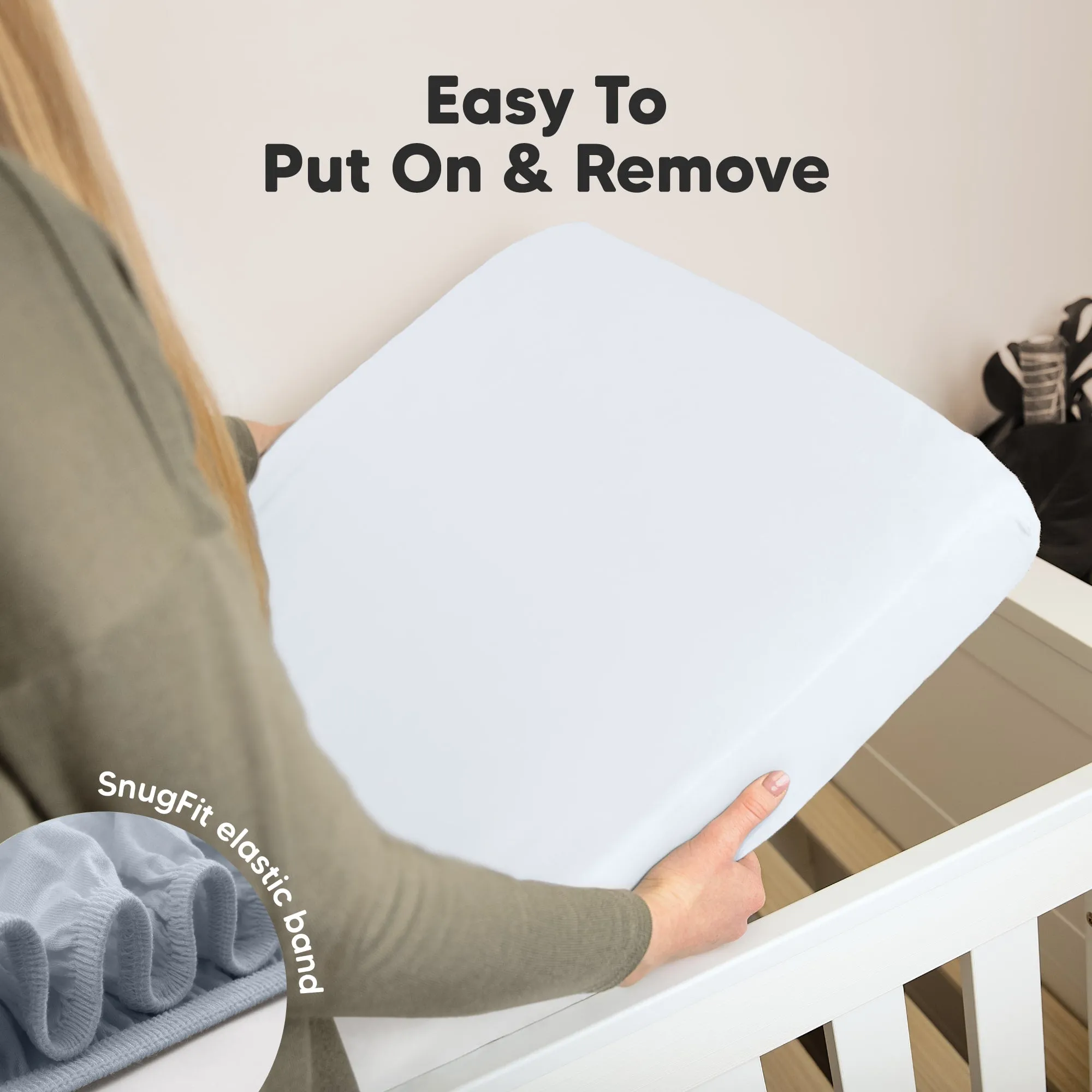 Soothe Fitted Mini Crib Sheet (Blue Flax)
