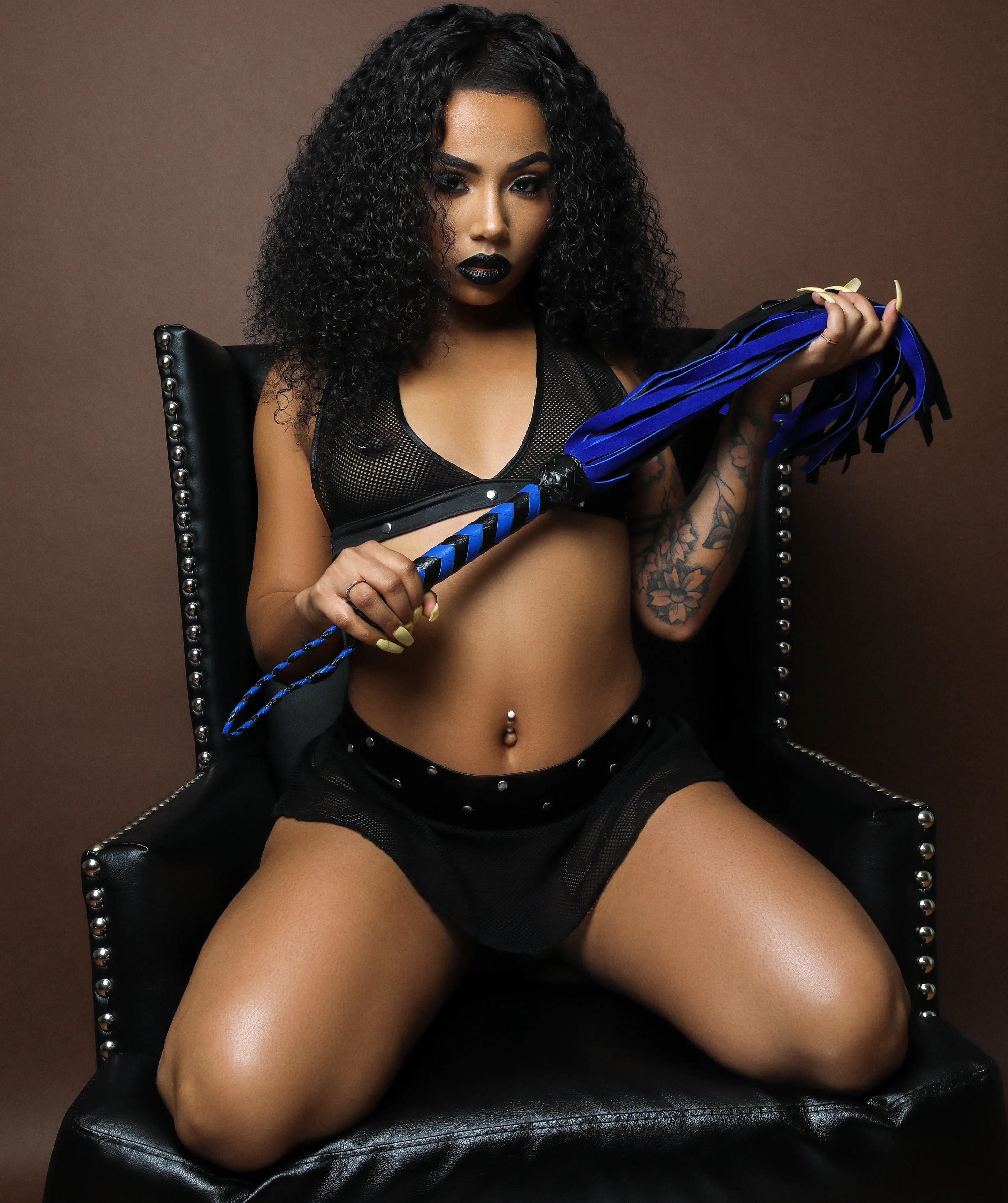 Strict Leather Black and Blue Suede Flogger