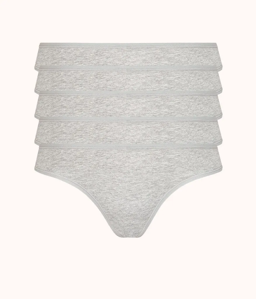 The Cotton Thong 5-Pack: Heather Gray