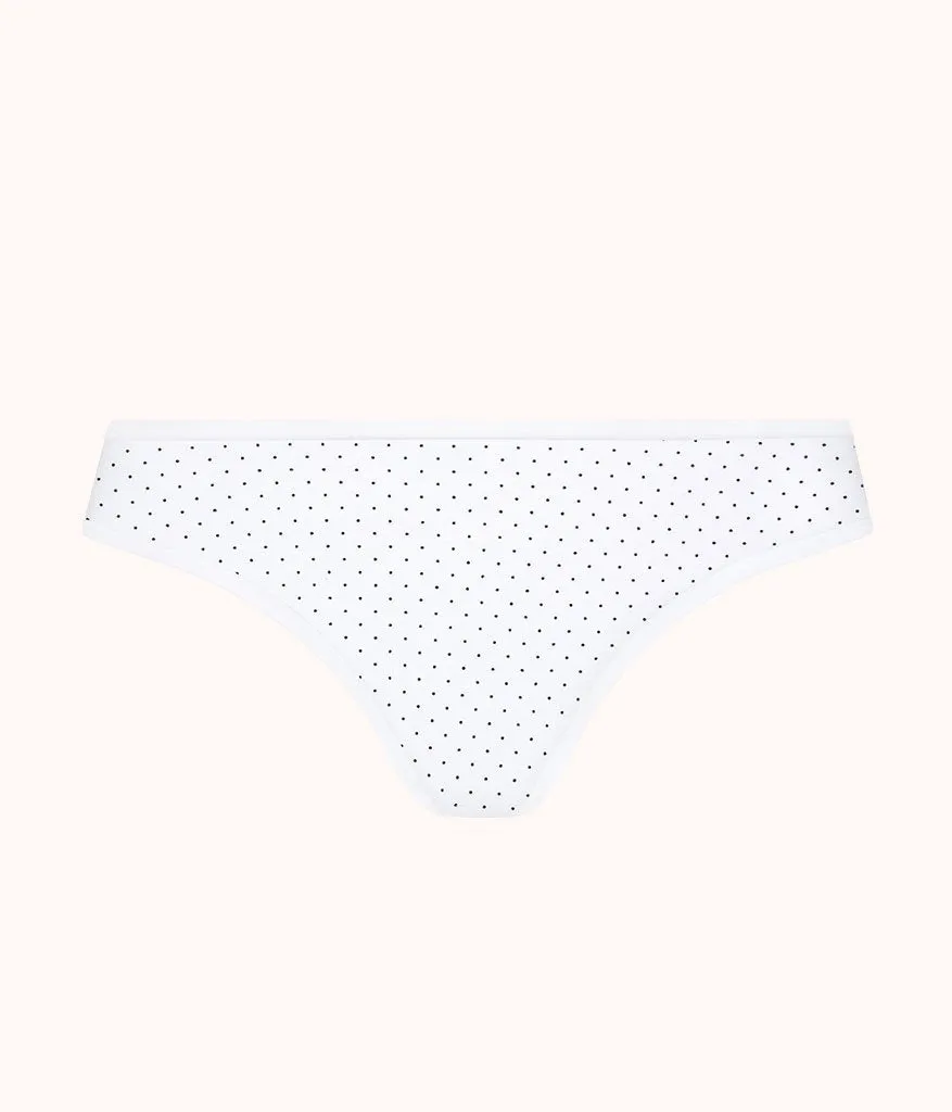 The Cotton Thong Bundle - Print: Mini Polka/Coral Stripe/Jet Black