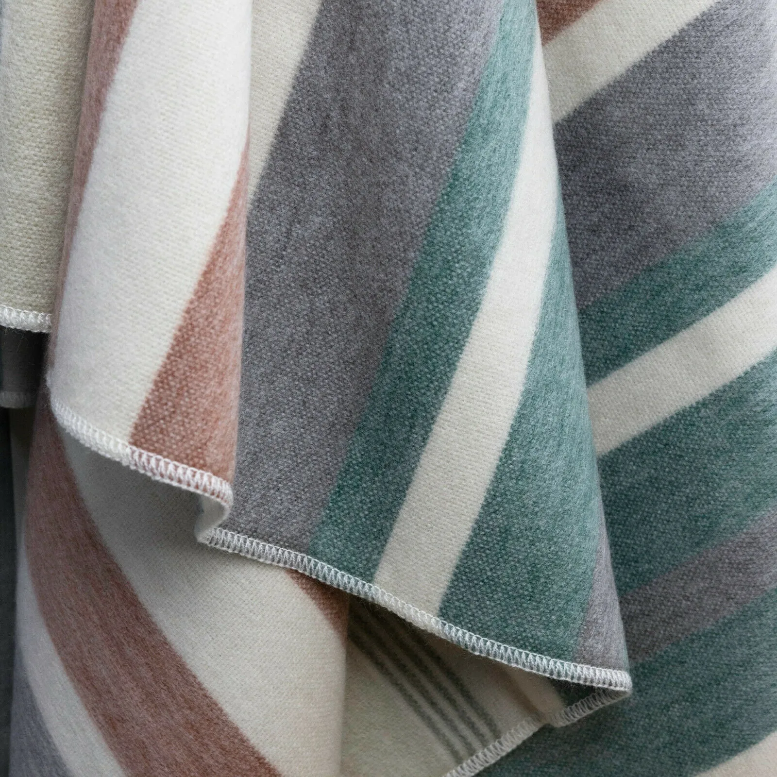 Timbara - Baby Alpaca Wool Throw Blanket / Sofa Cover - Queen 97" x 67" - dull pastel coloured stripes pattern