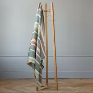 Timbara - Baby Alpaca Wool Throw Blanket / Sofa Cover - Queen 97" x 67" - dull pastel coloured stripes pattern