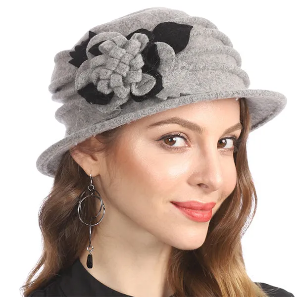 Women Boiled Wool Dress Cloche Winter Hat 1920s