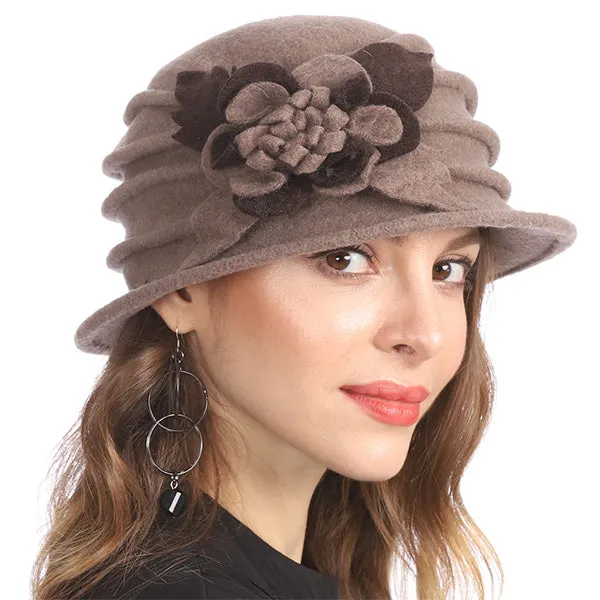 Women Boiled Wool Dress Cloche Winter Hat 1920s