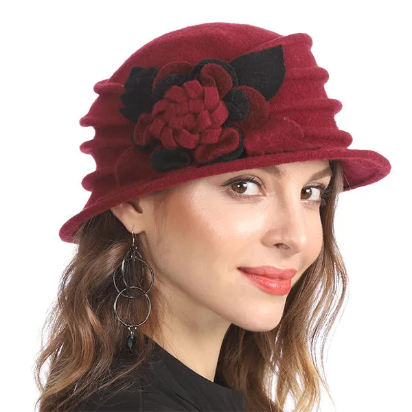 Women Boiled Wool Dress Cloche Winter Hat 1920s