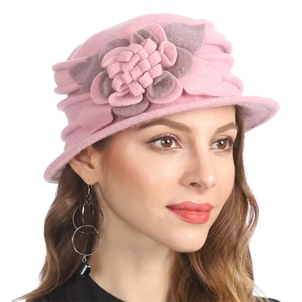 Women Boiled Wool Dress Cloche Winter Hat 1920s