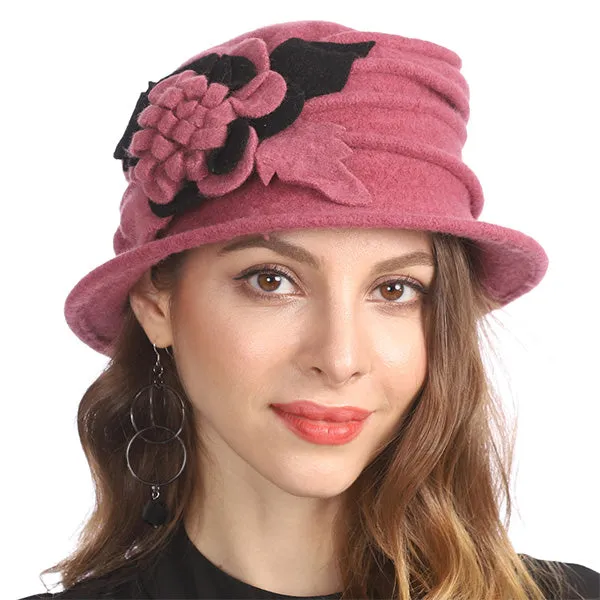 Women Boiled Wool Dress Cloche Winter Hat 1920s