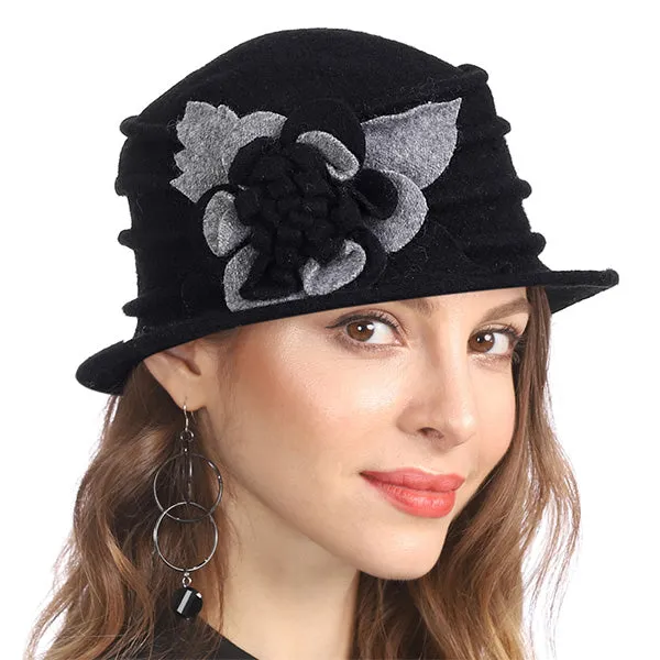 Women Boiled Wool Dress Cloche Winter Hat 1920s