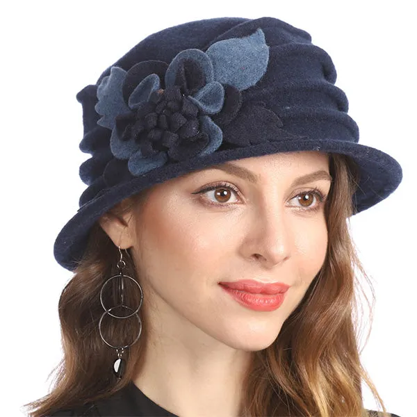Women Boiled Wool Dress Cloche Winter Hat 1920s