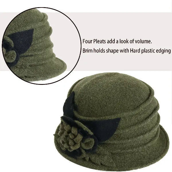 Women Wool Dress Cloche Winter Hat 1920s C020