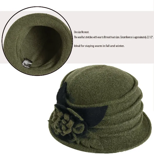 Women Wool Dress Cloche Winter Hat 1920s C020