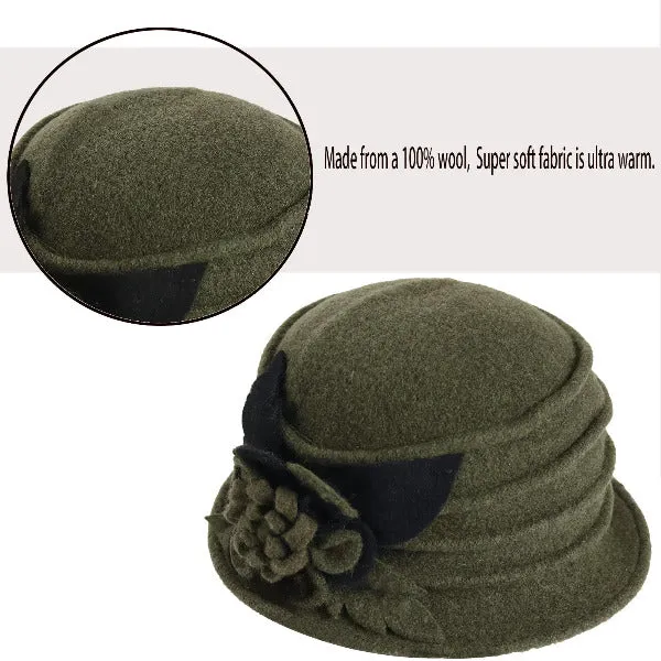 Women Wool Dress Cloche Winter Hat 1920s C020