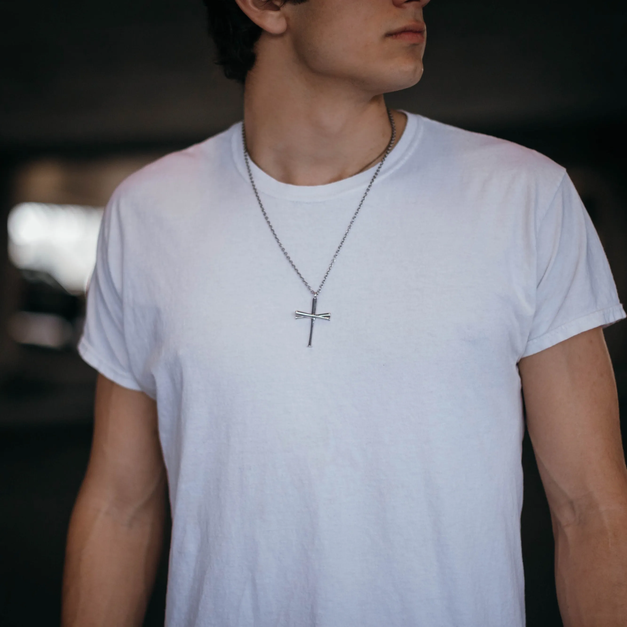 XL Baseball Bat Cross Necklace | Sterling Silver
